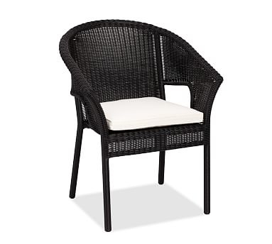 Palmetto All-Weather Wicker Stacking Chair, Black - Image 1