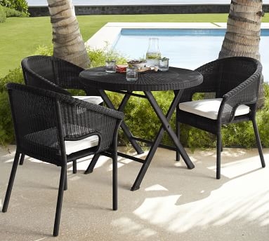 Palmetto All-Weather Wicker Stacking Chair, Black - Image 2