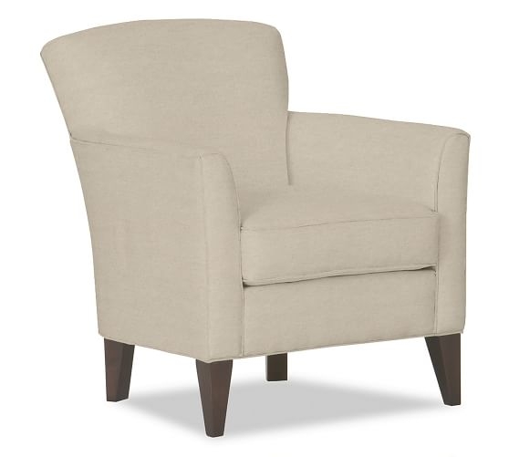 Marcel Upholstered Armchair, Polyester Wrapped Cushions, Twill Cream - Image 2