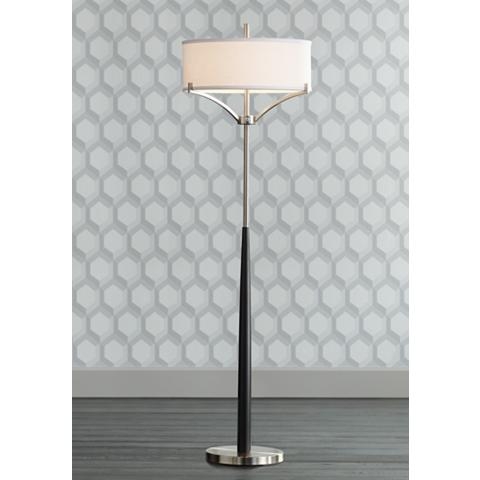 Avery Black and Brushed Nickel Column Floor Lamp - Image 1