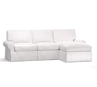 PB Basic Left Arm Sofa with Chaise Sectional Slipcover - Image 0