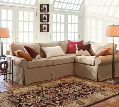 PB Basic Left Arm Sofa with Chaise Sectional Slipcover - Image 1