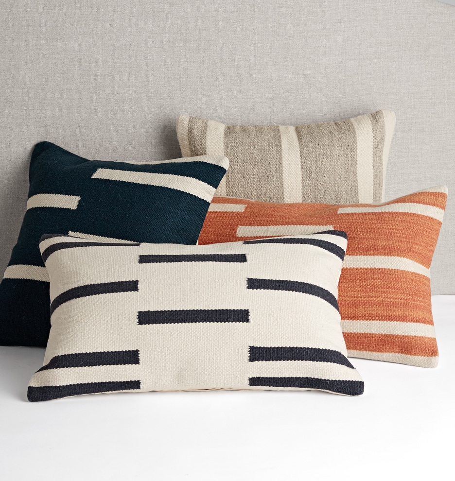 Woven Mohair Dashed Stripe Pillow Cover - Image 1