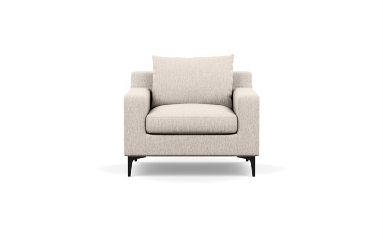Sloan Accent Chair and Ottoman - Wheat Cross Weave/Matte Black Sloan L leg - Image 0
