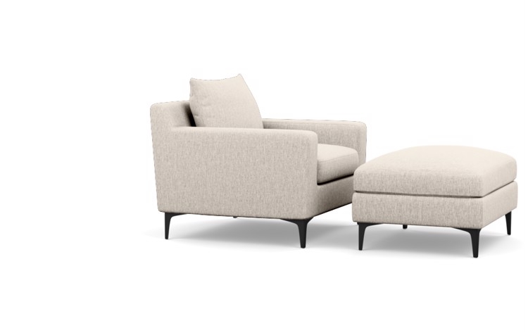 Sloan Accent Chair and Ottoman - Wheat Cross Weave/Matte Black Sloan L leg - Image 2