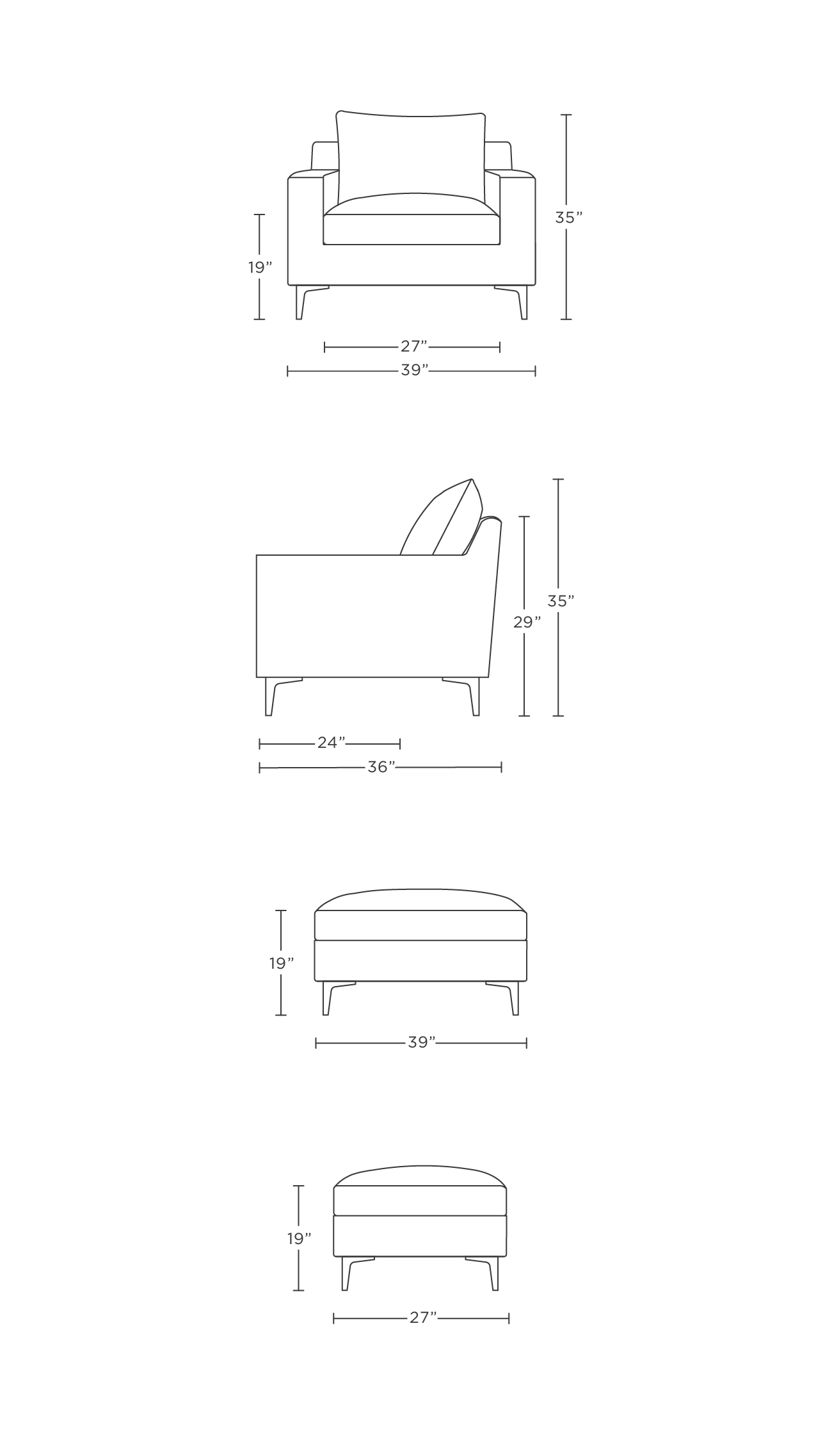 Sloan Accent Chair and Ottoman - Wheat Cross Weave/Matte Black Sloan L leg - Image 3
