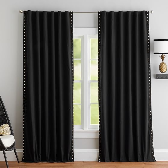 The Emily & Meritt Studded Blackout Curtain Panel, 108", Black - Image 0