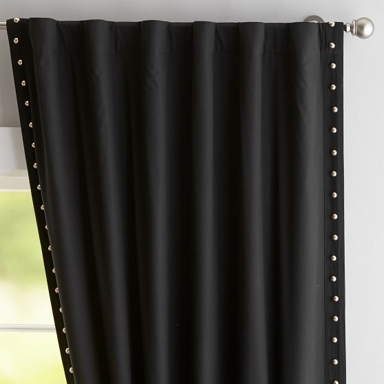 The Emily & Meritt Studded Blackout Curtain Panel, 108", Black - Image 1