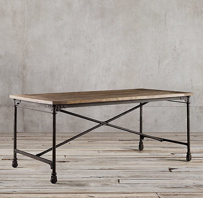 Flatiron Desk - Reclaimed Natural Elm & Rust Metal, 48"W - Image 2