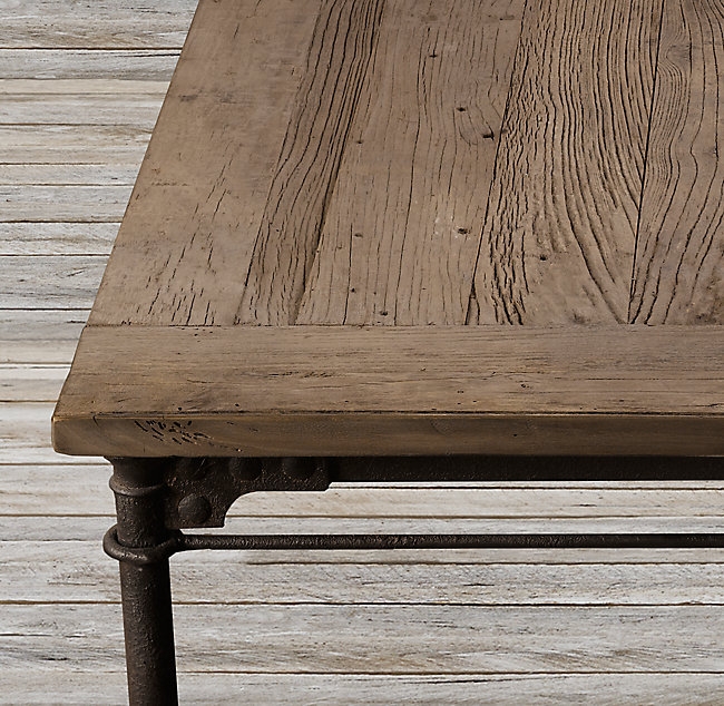 Flatiron Desk - Reclaimed Natural Elm & Rust Metal, 48"W - Image 3