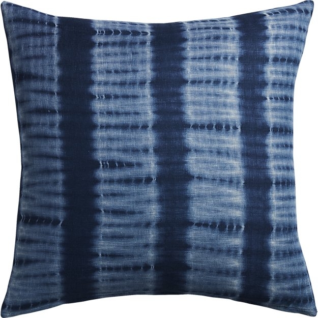 23" indigo blue tie dye pillow with feather-down insert - Image 0