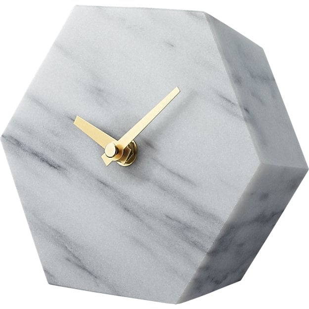 hex marble desk clock - Image 1