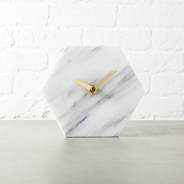 hex marble desk clock - Image 2