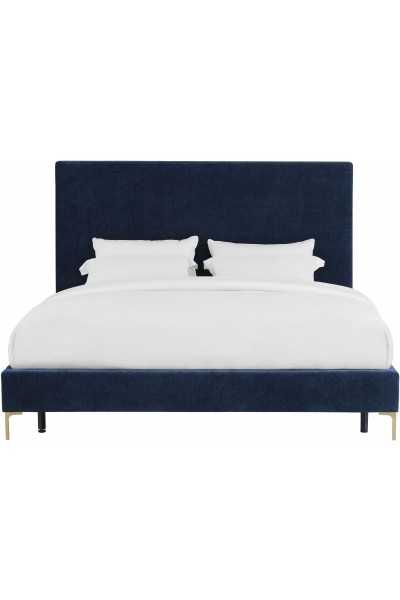Delilah Navy Textured Velvet Bed in King - Image 0