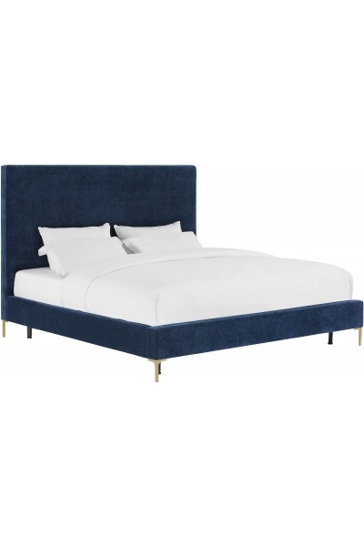 Delilah Navy Textured Velvet Bed in King - Image 1