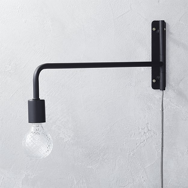 swing arm black wall sconce - Image 0