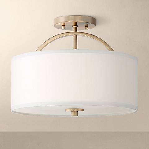 Possini Euro Halsted 15" Wide Warm Brass Ceiling Light - Image 0