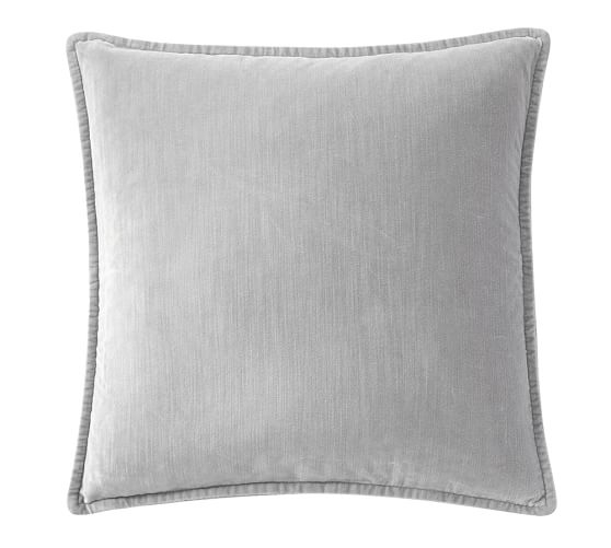 Washed Velvet Pillow Cover 20 x 20", Ebony - Image 0