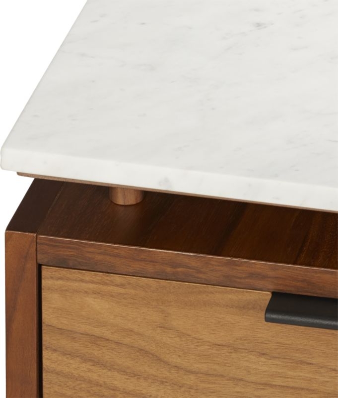 Fullerton 3-Drawer Metal and Walnut Wood Desk with White Marble Top - Image 6