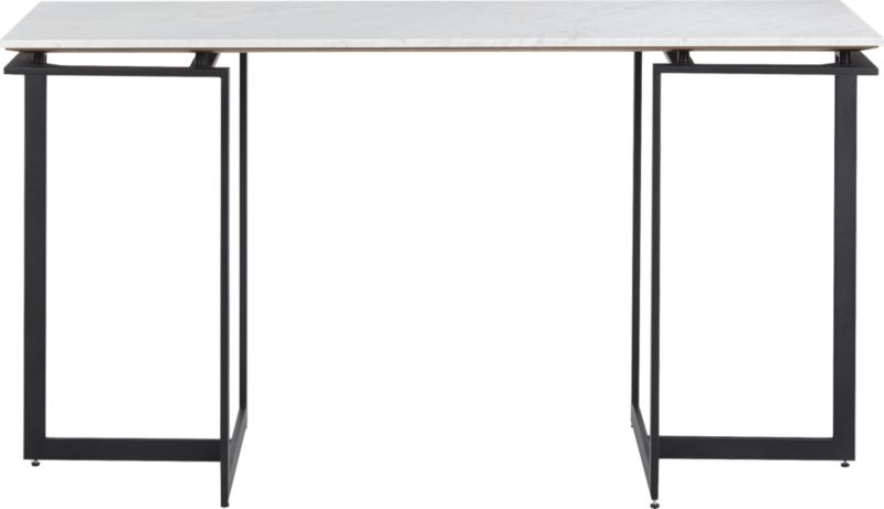 Fullerton Black Metal Desk with White Marble Top - Image 0