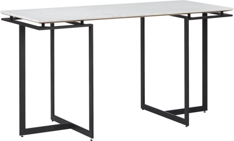 Fullerton Black Metal Desk with White Marble Top - Image 2