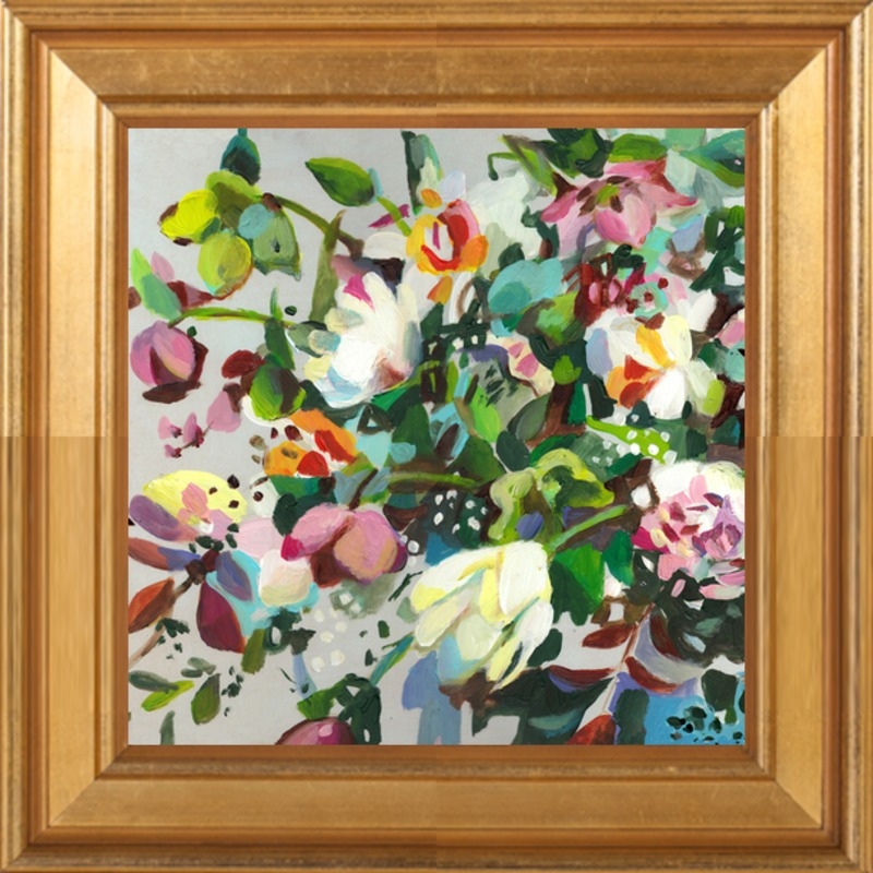 Flowers - 8.5x8.5" - Gold Leaf Wood Frame without Matte - Image 0