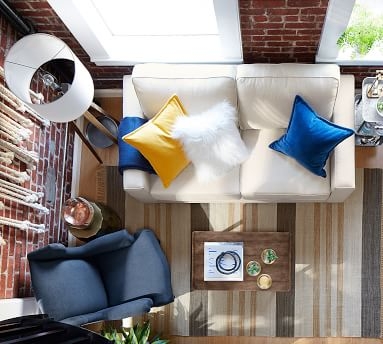 SoMa Delancey Upholstered Wingback Armchair, Polyester Wrapped Cushions, Basketweave Slub Ash - Image 2