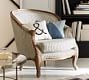 The Emily & Meritt Bergere Upholstered Armchair, Vintage Stripe Black/Ivory - Image 1