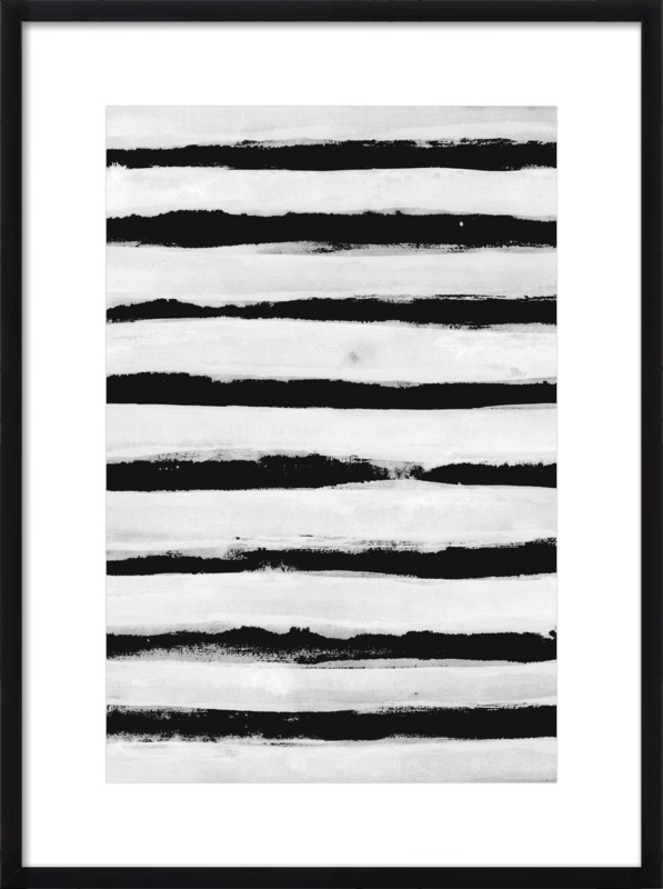Black and White Stripes, 20"x28", Black Wood Frame - Image 0