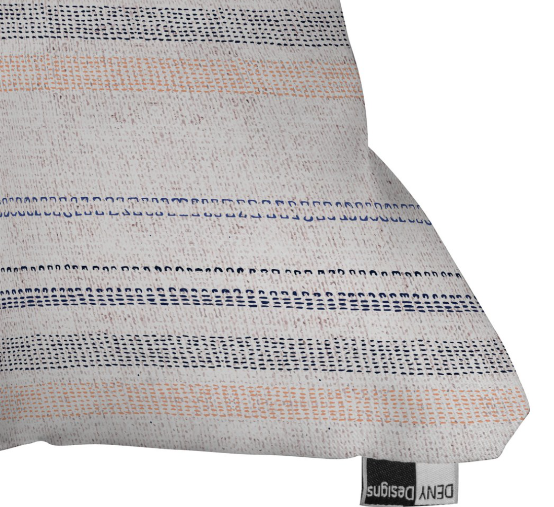 FRENCH LINEN STRIPE NAVY - 20x20 - WITH INSERT - Image 1