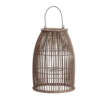 Careyes All-Weather Outdoor Wicker Lantern, Grey - Small - Image 1