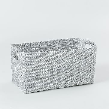 Metallic Woven Basket, Console, Silver - Image 0