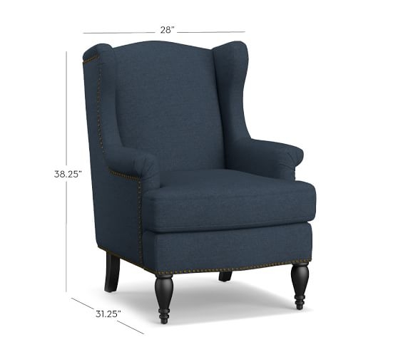 SOMA DELANCY UPHOLSTERED WINGBACK ARMCHAIR, POLYESTER WRAPPED CUSHIONS, VINTAGE VELVET NAVY - Image 1