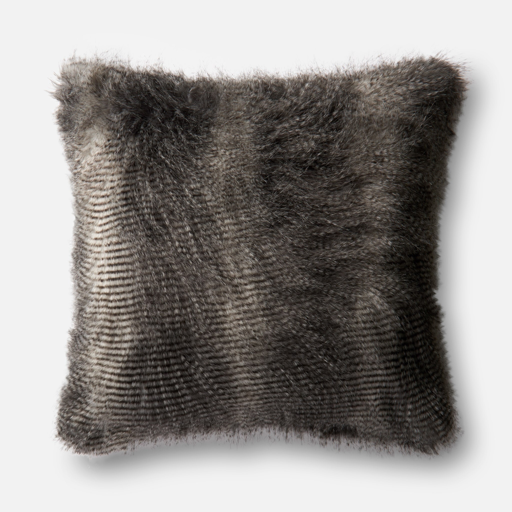 Faux Fur Throw Pillow, Black, 22" x 22" - Image 0