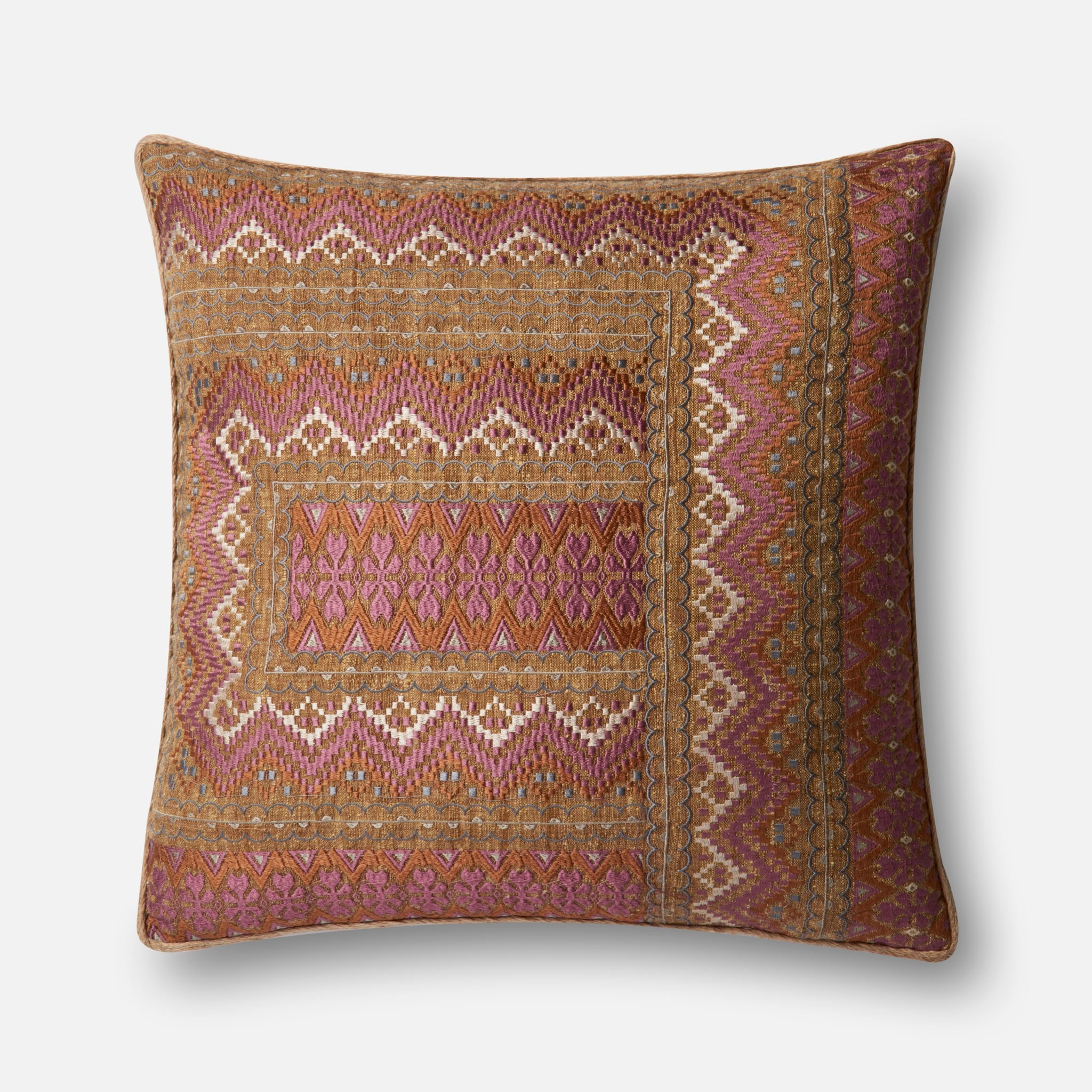 DSET Pillow PINK / RUST 22" X 22" Cover w/Down - Image 0