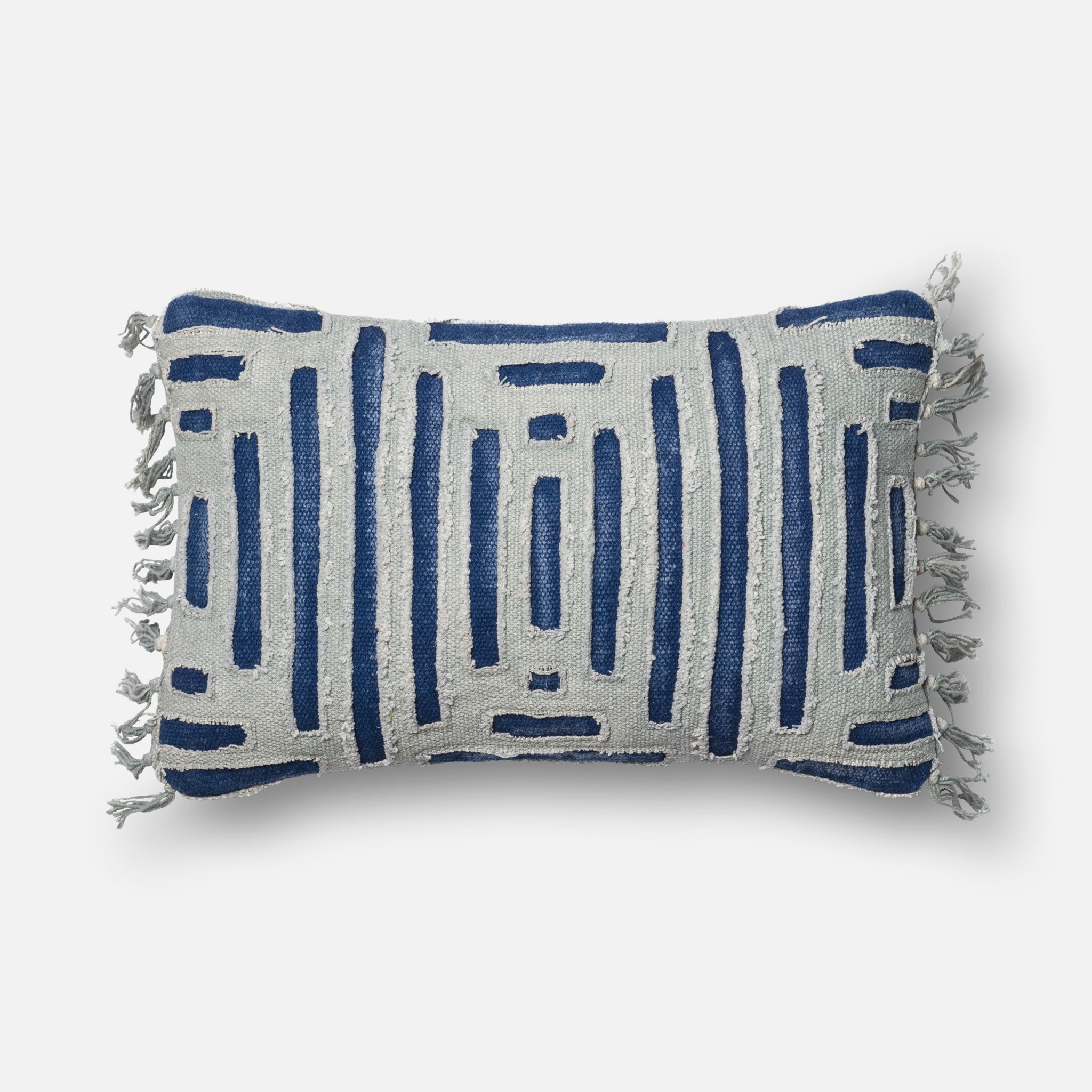 DSET Pillow  BLUE / GREY 13" X 21" Cover w/Down - Image 0