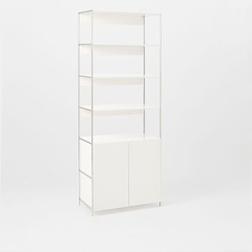 Lacquer Storage Modular System Set: 33" Open & Closed Storage , White Lacquer/Polished Nickel - Image 0