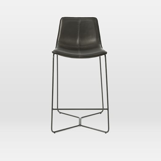 Slope Counter Stool, Leather, Charcoal - Image 0
