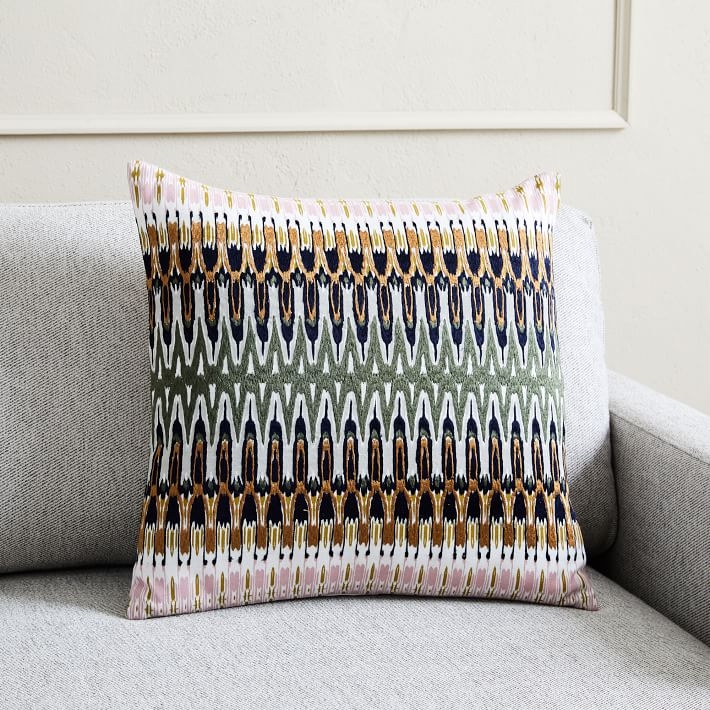 Embroidered Ikat Reflection Pillow Cover - Image 0