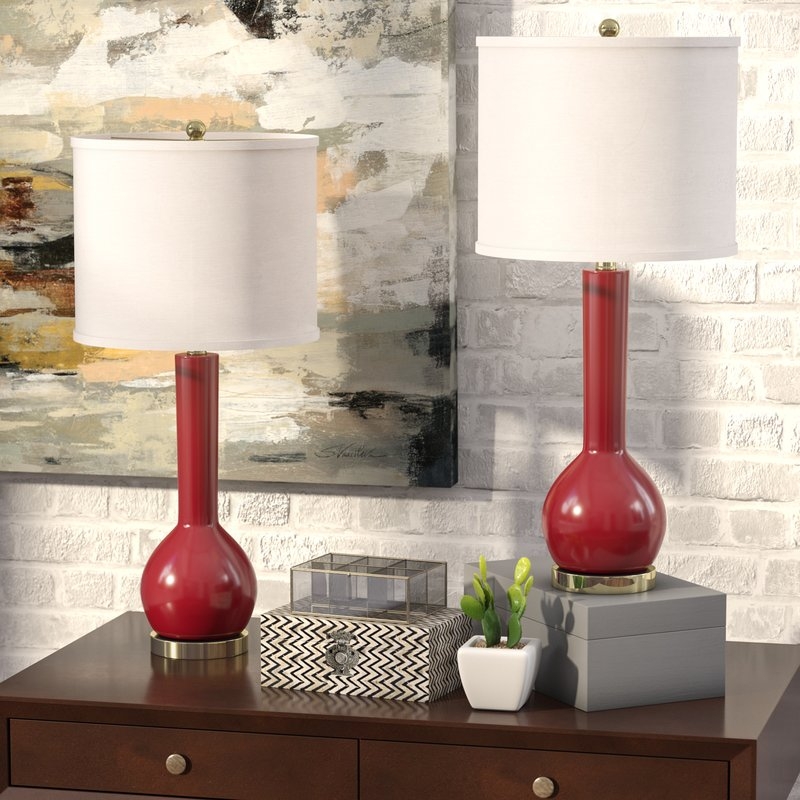 Mae 30.5-Inch H Long Neck Ceramic Table Lamp - Red - Arlo Home - Image 2