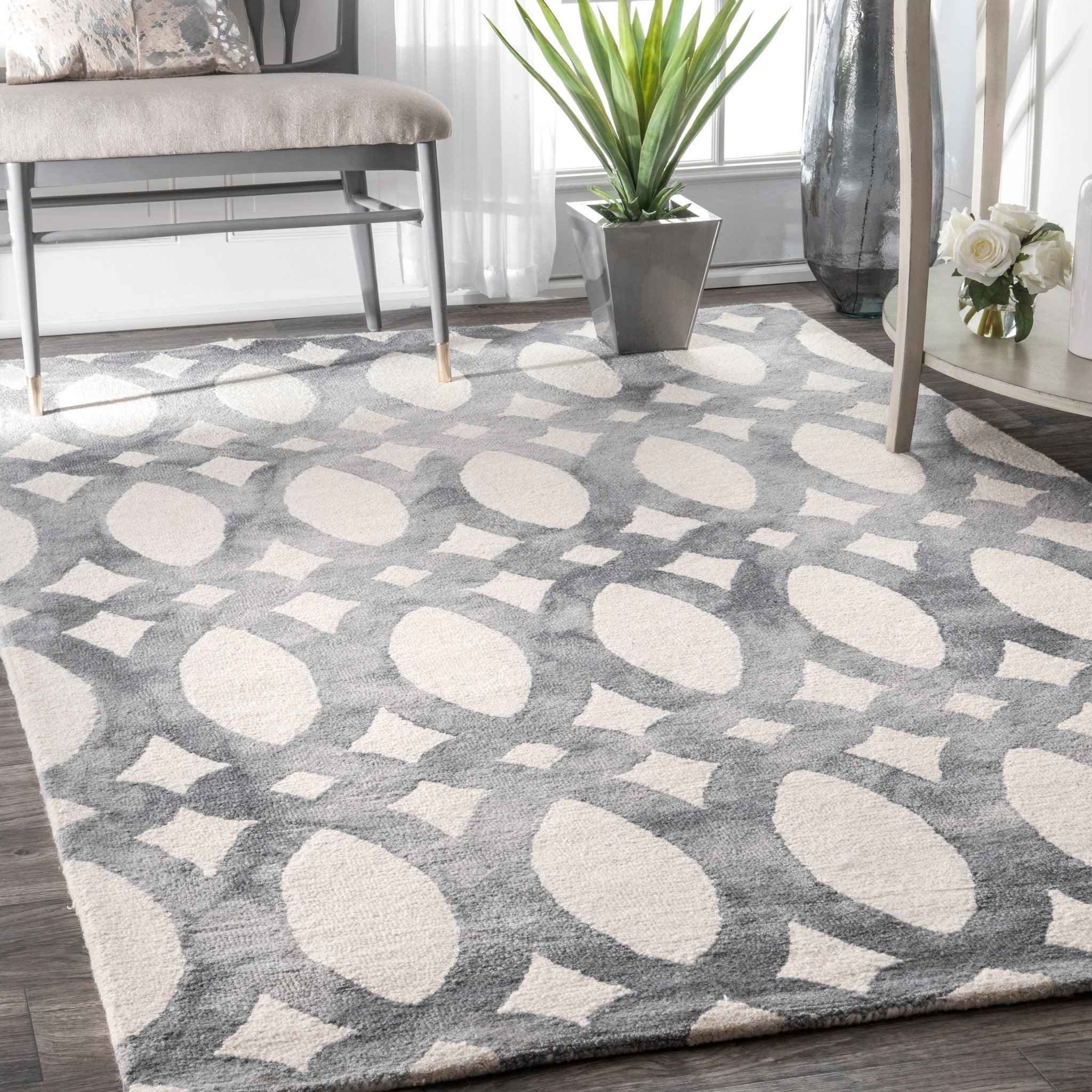 Hand Looped Nellie Rug - Light Grey, 7'6" x 9'6" - Image 1