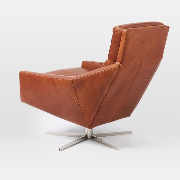 Austin Leather Swivel Armchair - Chestnut - Image 3