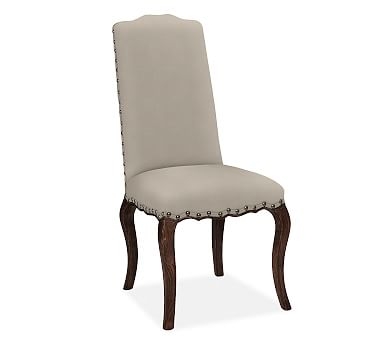 Calais Upholstered Dining Side Chair Espresso Stained Frame, Washed Canvas Stone - Image 0
