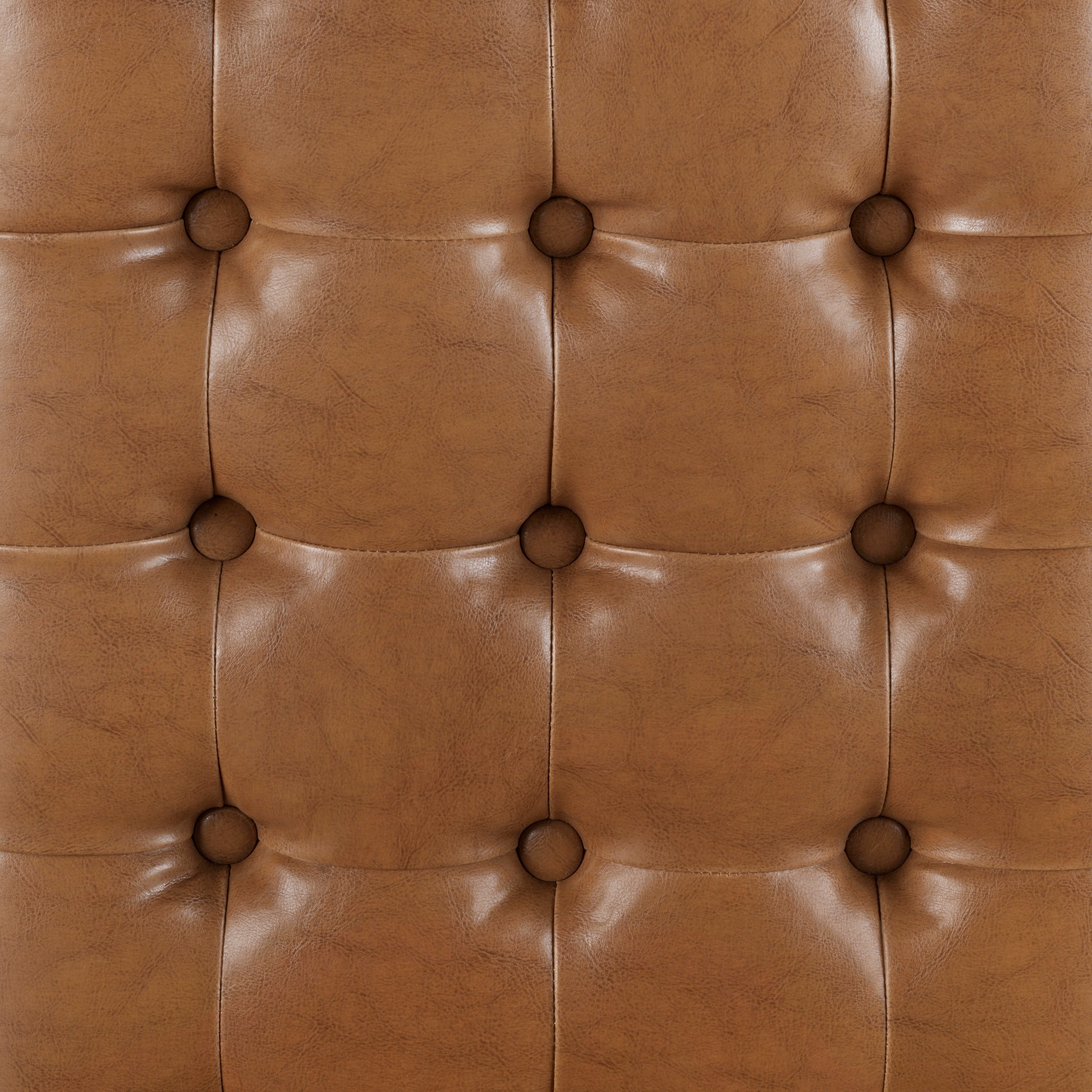 Healy Brown Leather Tufted Ottoman - Image 1