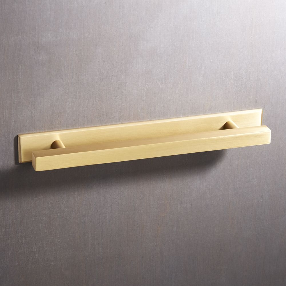 "4"" Square Brushed Brass Handle with Backplate" - Image 0