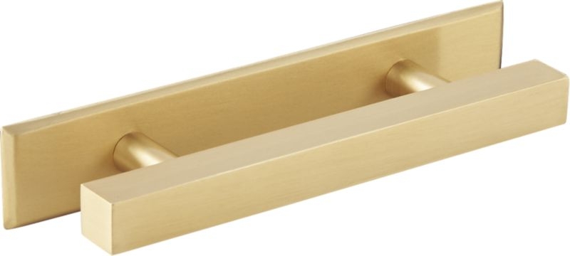"4"" Square Brushed Brass Handle with Backplate" - Image 1