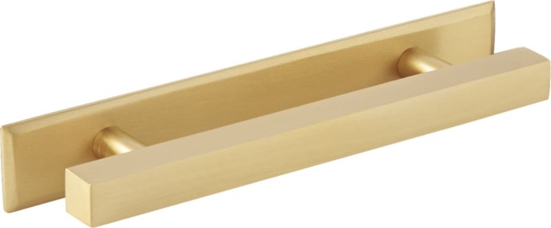 "4"" Square Brushed Brass Handle with Backplate" - Image 2