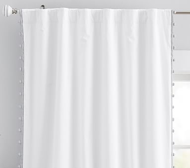 Cotton Pom Blackout Curtain, 96", Gray - Image 0