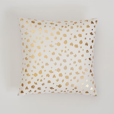 Metallic Pillow Cover, 16X16, Gold Ikat Dot - Image 0