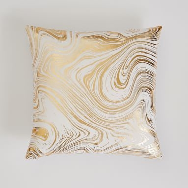 Metallic Pillow Cover, 16X16, Gold Ikat Dot - Image 1